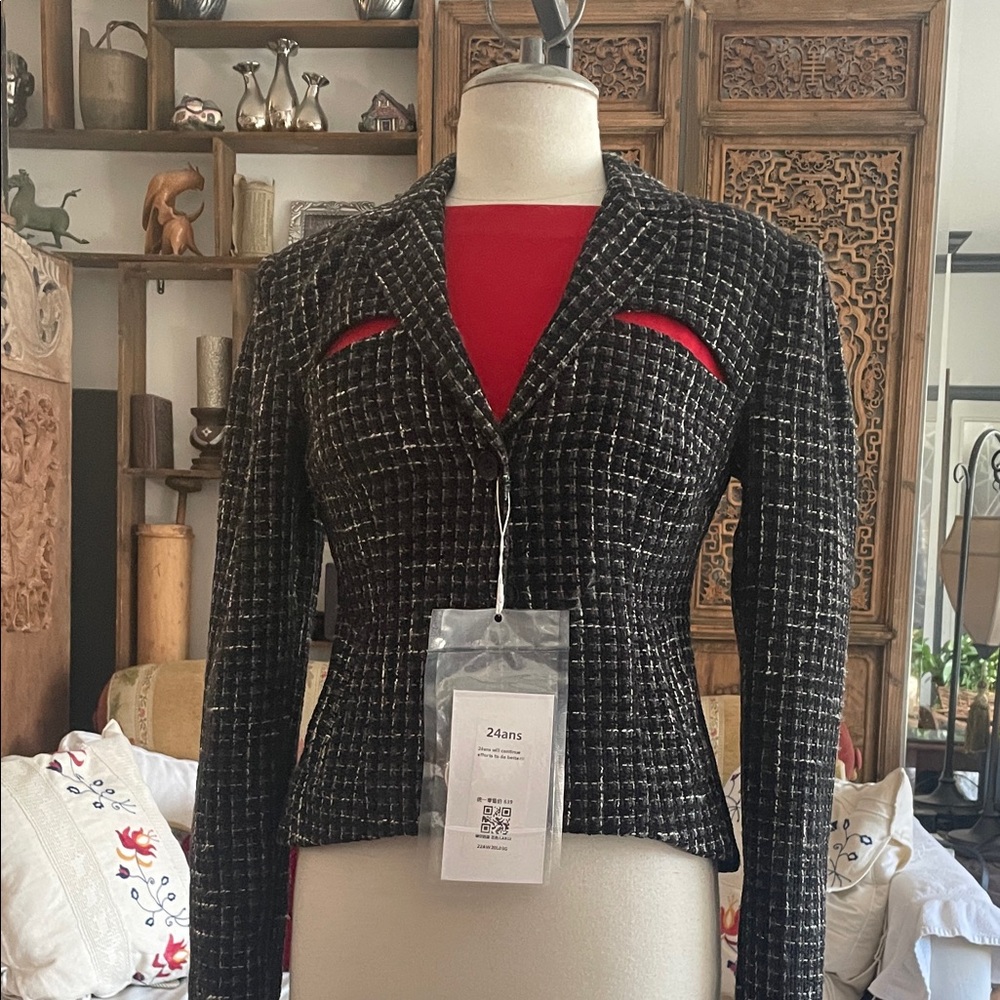 Women's Black and White Tweed Jacket